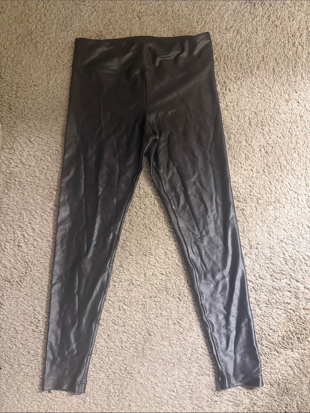 Koral Black Leather Leggings - Shiny High-Rise